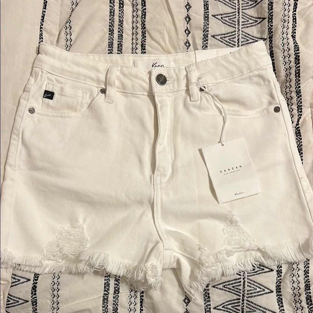 KanCan White High-Waisted Jean Shorts
